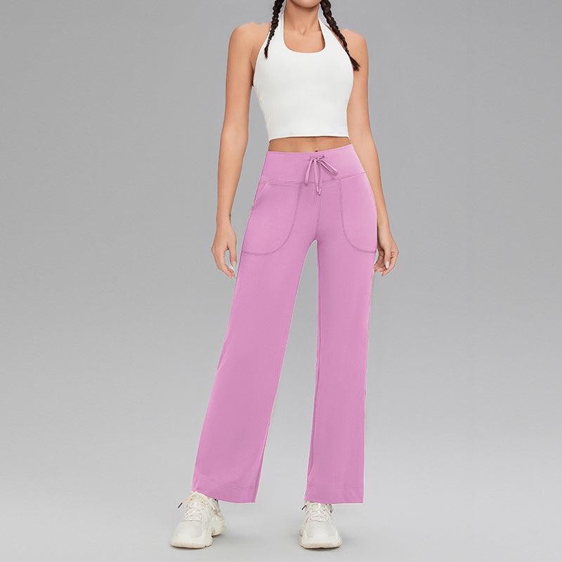 Double-sided brushed fitness pants with pockets for women