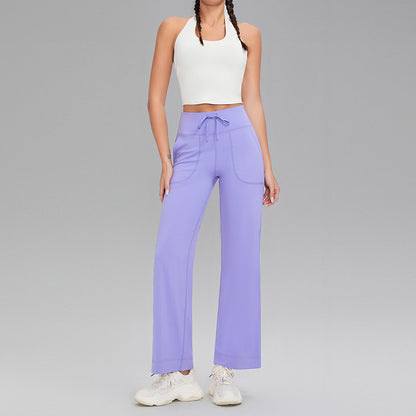 Double-sided brushed fitness pants with pockets for women
