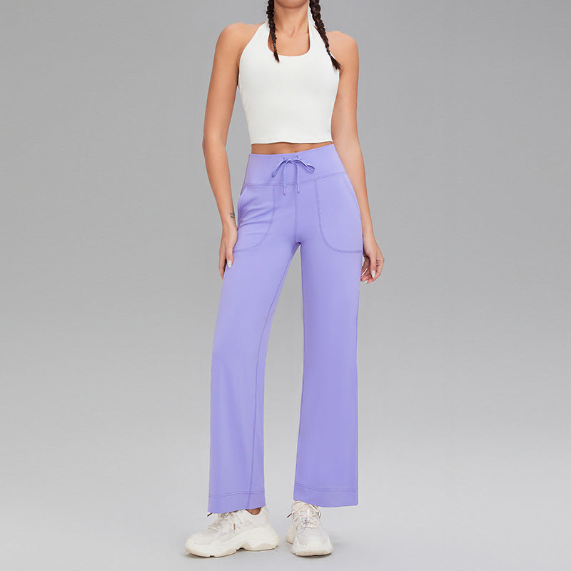 Double-sided brushed fitness pants with pockets for women