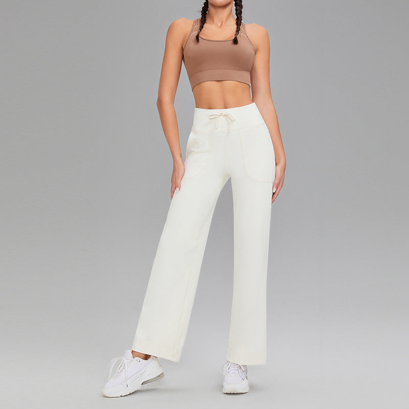 Double-sided brushed fitness pants with pockets for women