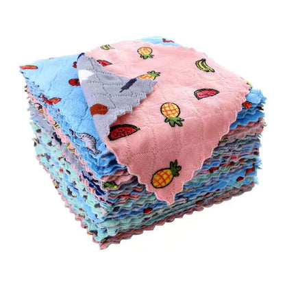 Double-sided double-color coral fiber cleaning cloth