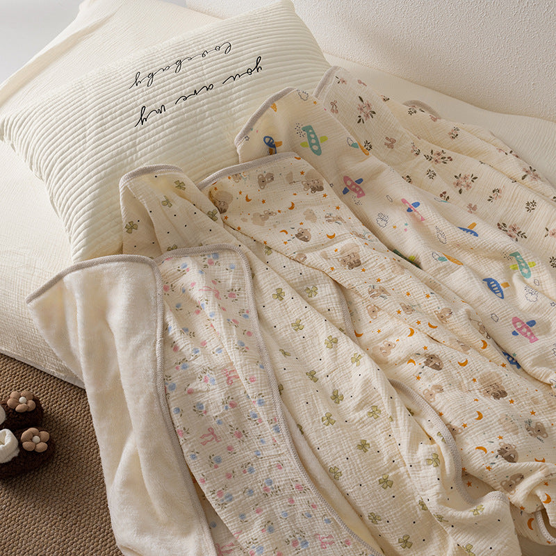 Double-sided double-layer lace baby blanket