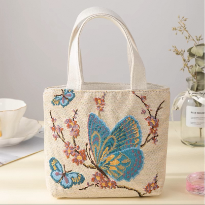 Double-Sided Embroidered Canvas Handbag