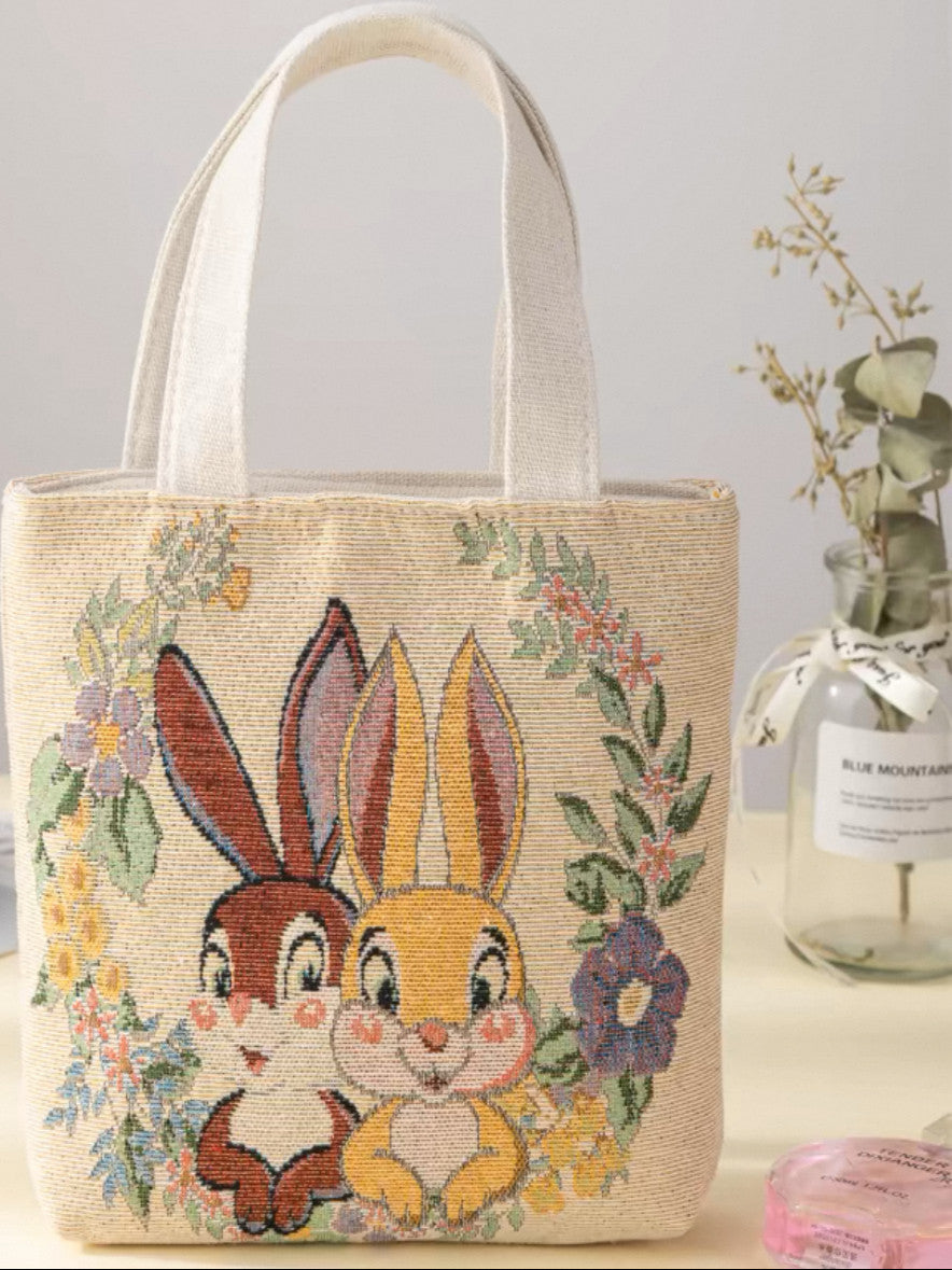 Double-Sided Embroidered Canvas Handbag