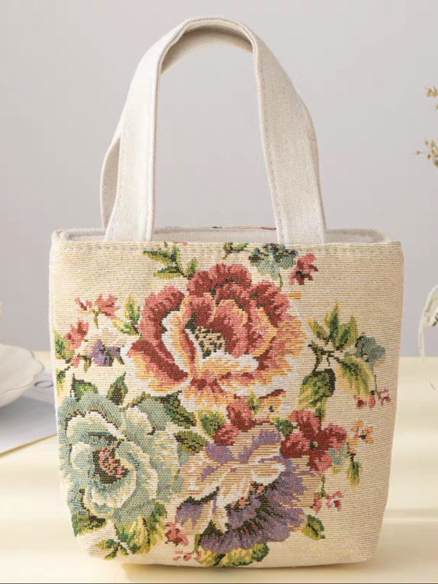 Double-Sided Embroidered Canvas Handbag