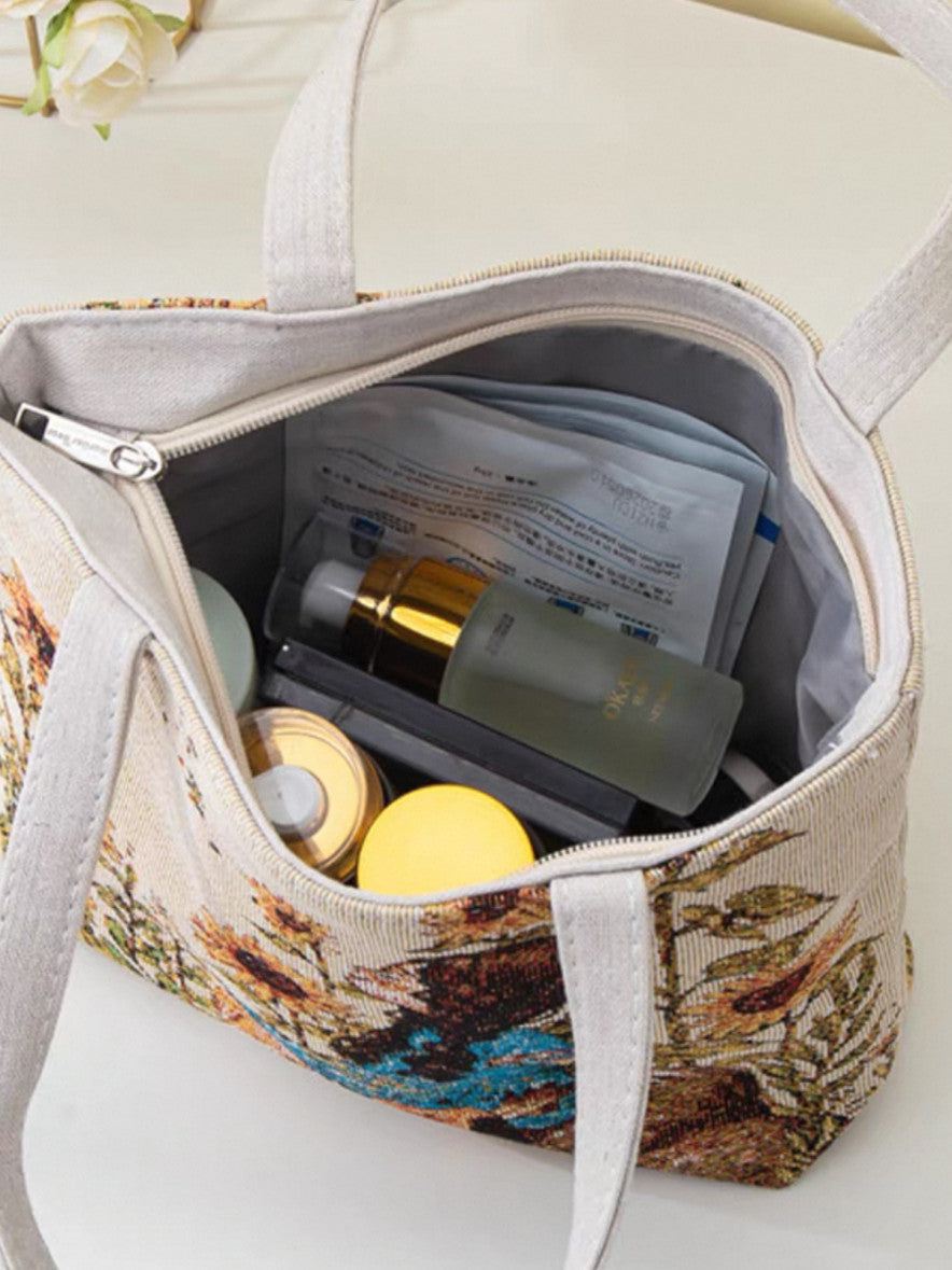 Double-Sided Embroidered Canvas Handbag