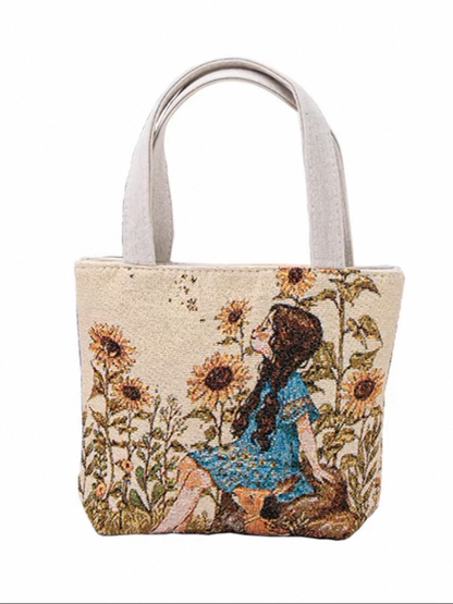 Double-Sided Embroidered Canvas Handbag