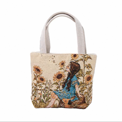 Double-Sided Embroidered Canvas Handbag