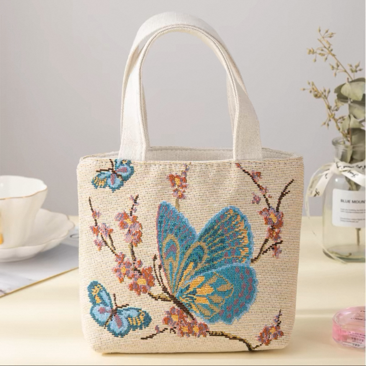 Double-Sided Embroidery Canvas Handbag
