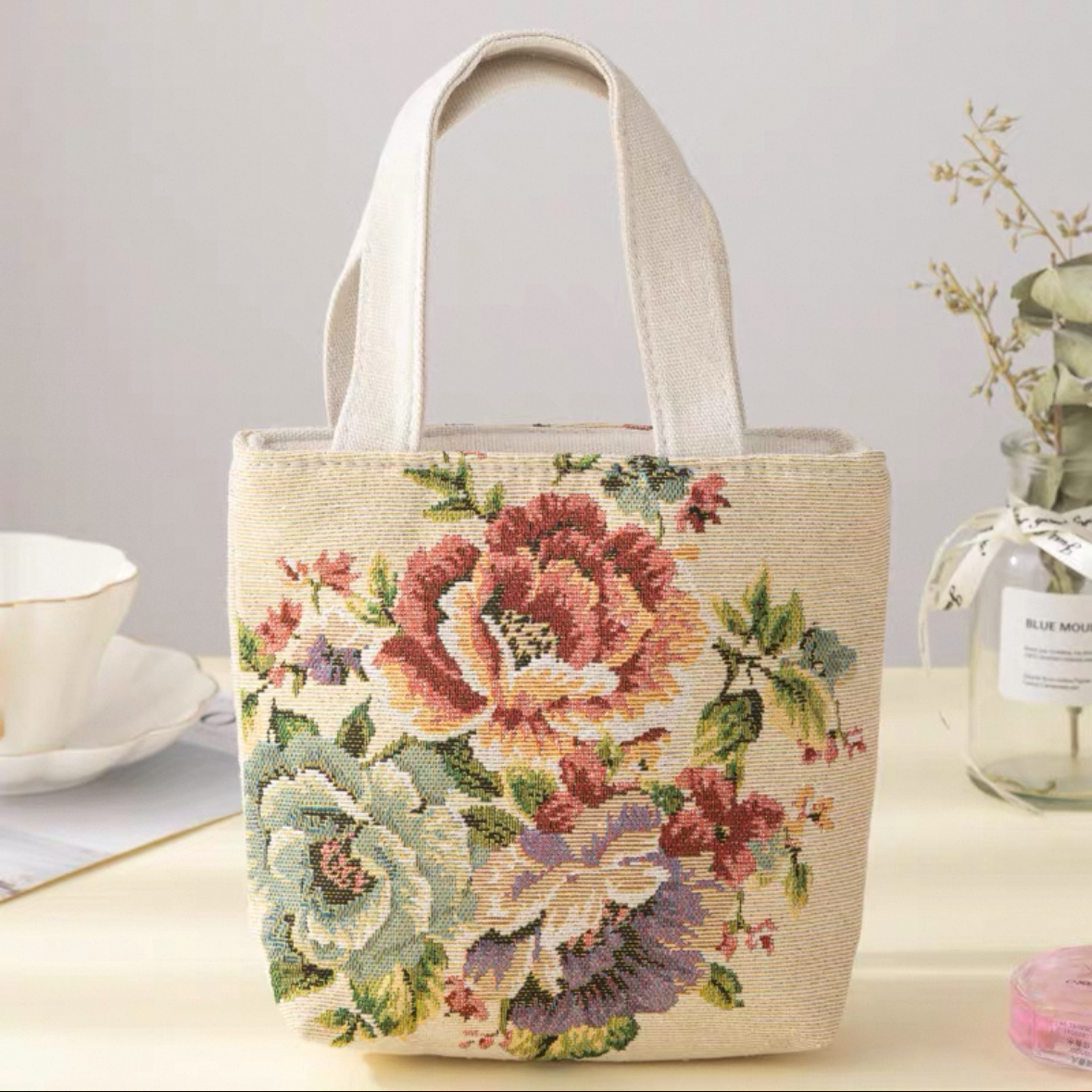 Double-Sided Embroidery Canvas Handbag