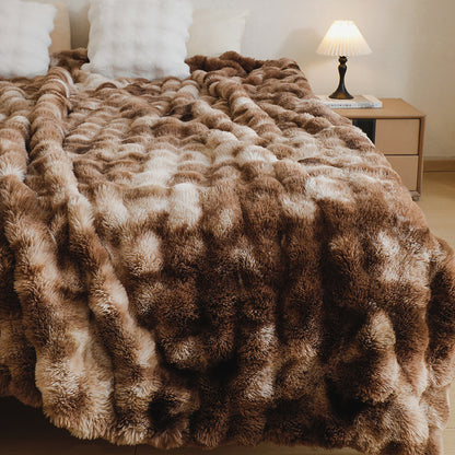 Double-Sided Faux Rabbit Fur Blanket