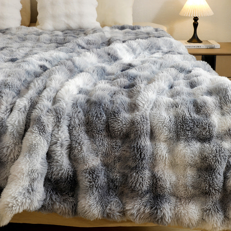 Double-Sided Faux Rabbit Fur Blanket