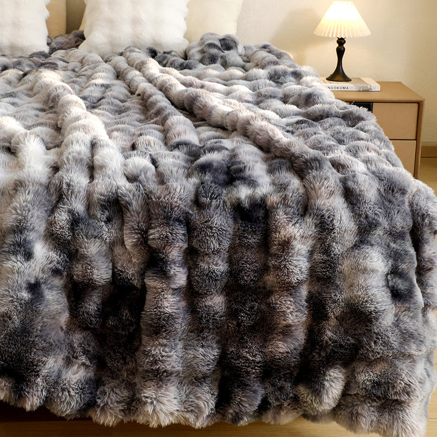 Double-Sided Faux Rabbit Fur Blanket