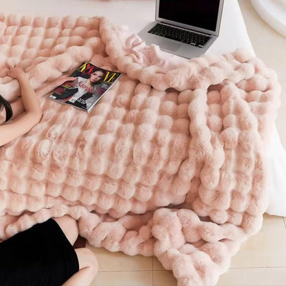 Double-Sided Faux Rabbit Fur Blanket