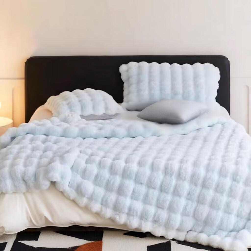 Double-Sided Faux Rabbit Fur Blanket