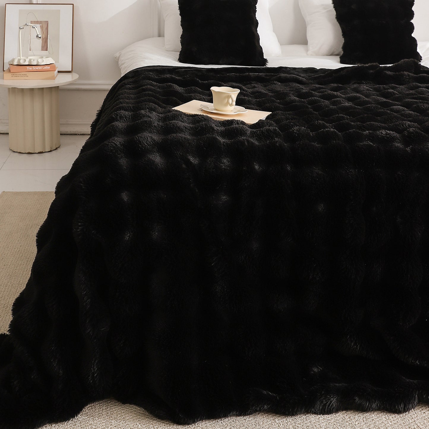 Double-Sided Faux Rabbit Fur Blanket