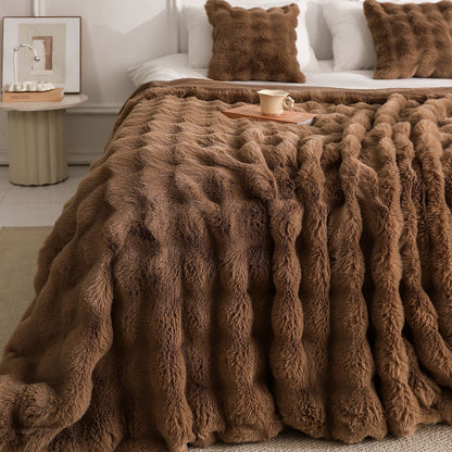 Double-Sided Faux Rabbit Fur Blanket