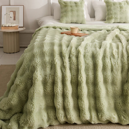 Double-Sided Faux Rabbit Fur Blanket