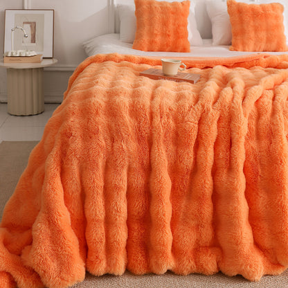 Double-Sided Faux Rabbit Fur Blanket