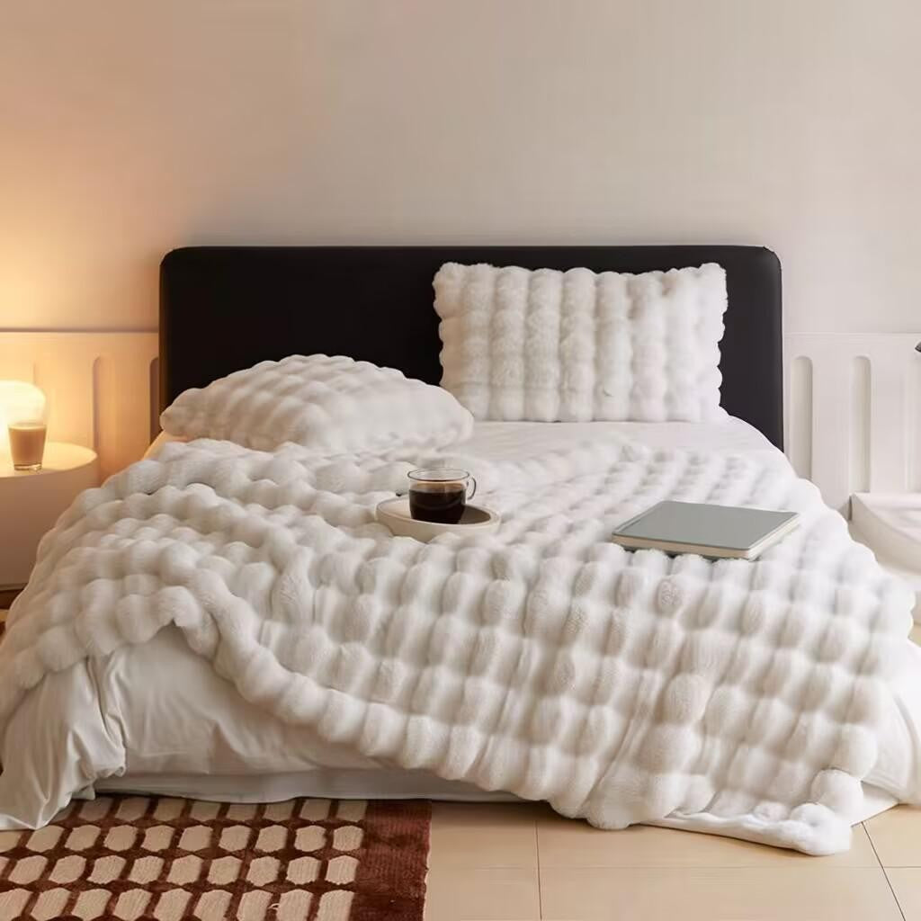 Double-Sided Faux Rabbit Fur Blanket
