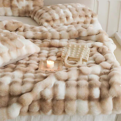Double-Sided Faux Rabbit Fur Blanket