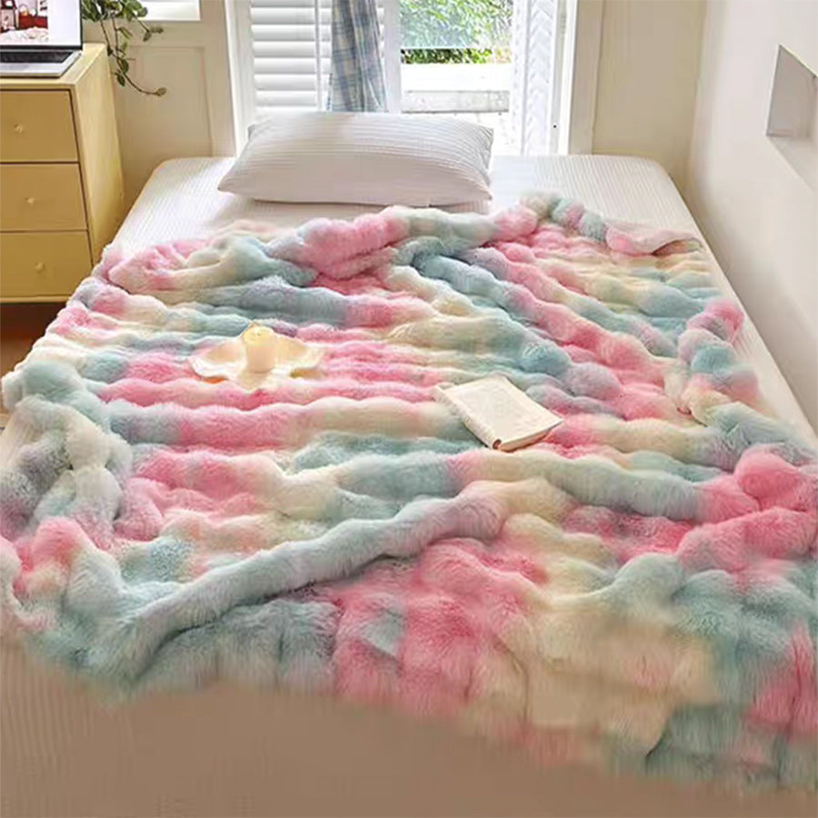 Double-Sided Faux Rabbit Fur Blanket