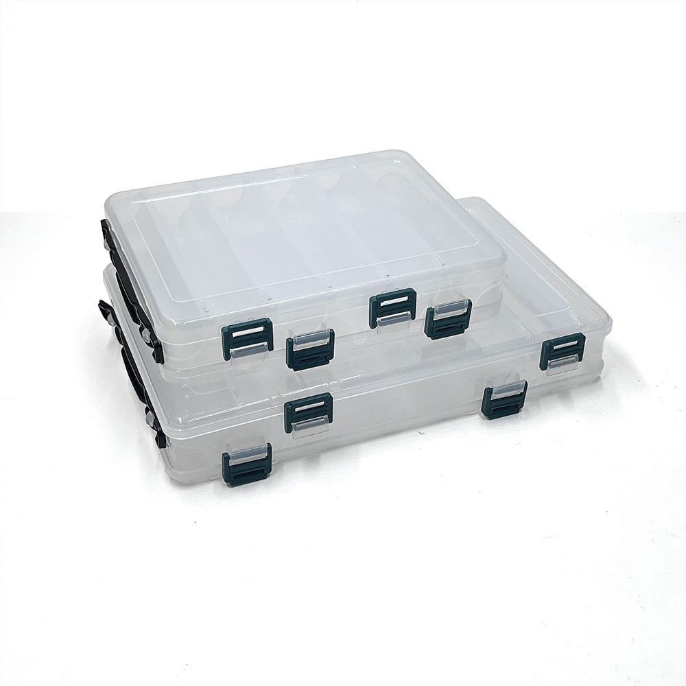 Double-sided lure bait box with V-shaped clip slots