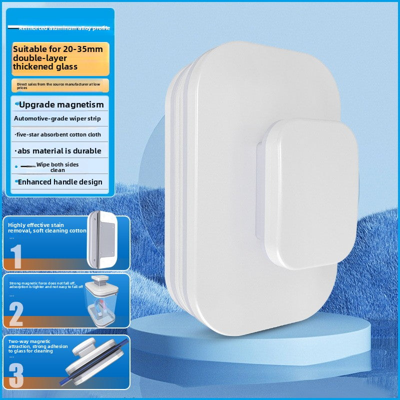 Double-Sided Magnetic Window Cleaner with Scraper