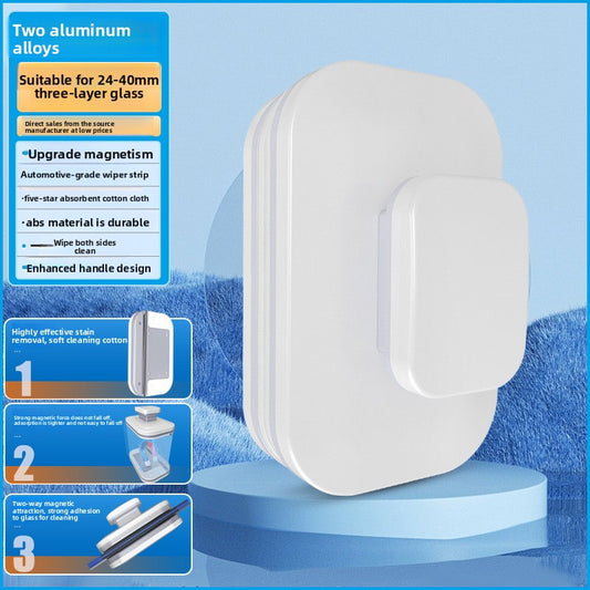 Double-Sided Magnetic Window Cleaner with Scraper