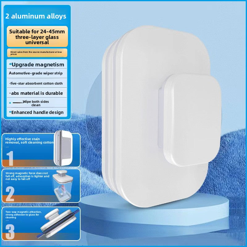 Double-Sided Magnetic Window Cleaner with Scraper