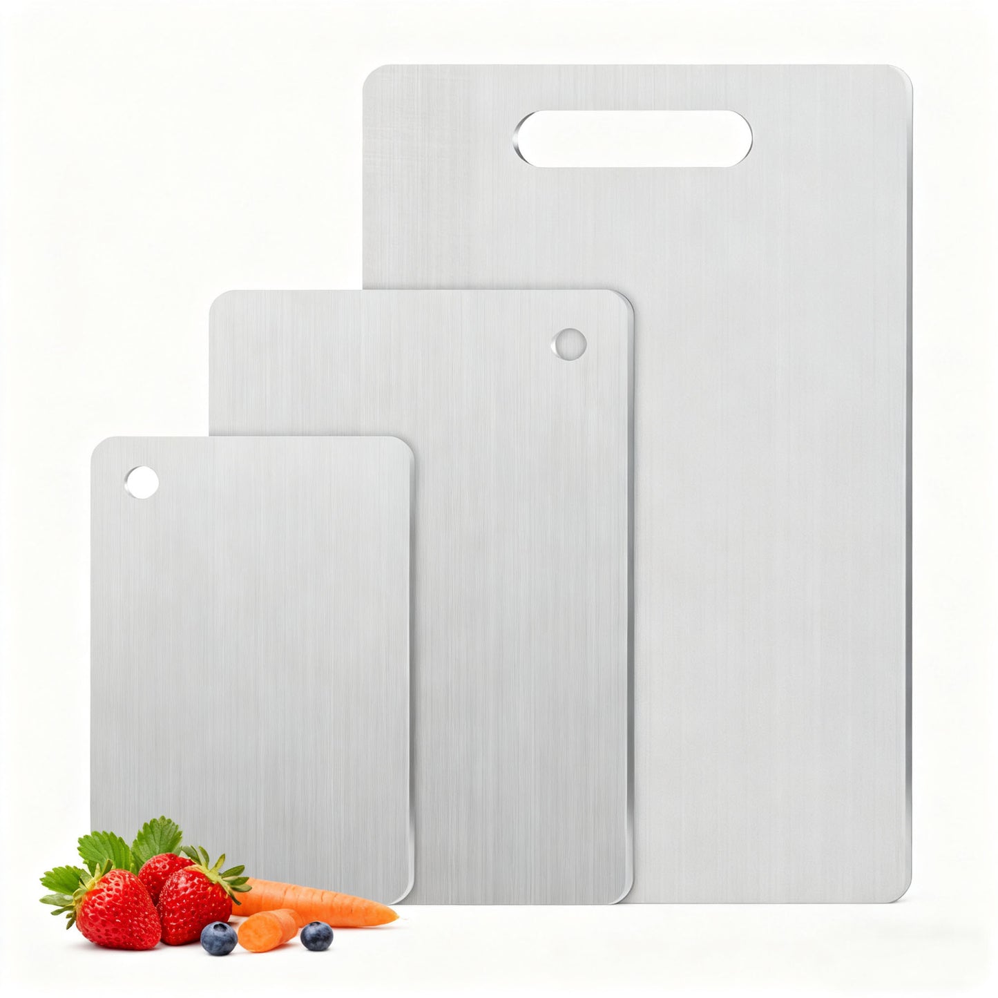 Double-Sided Stainless Steel Kitchen Cutting Board with Round Holes