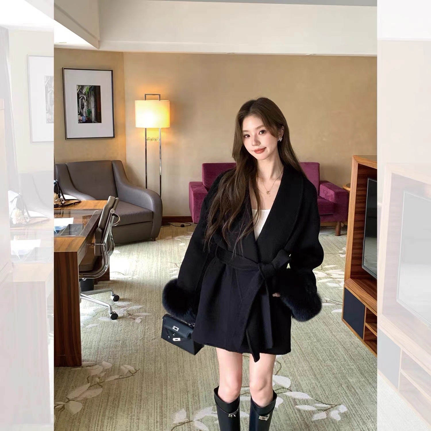 Double-sided woolen coat