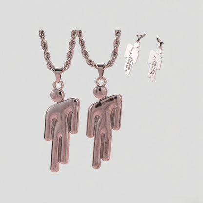 Double Tilted Head Personalized Lettering Pendant Necklace
