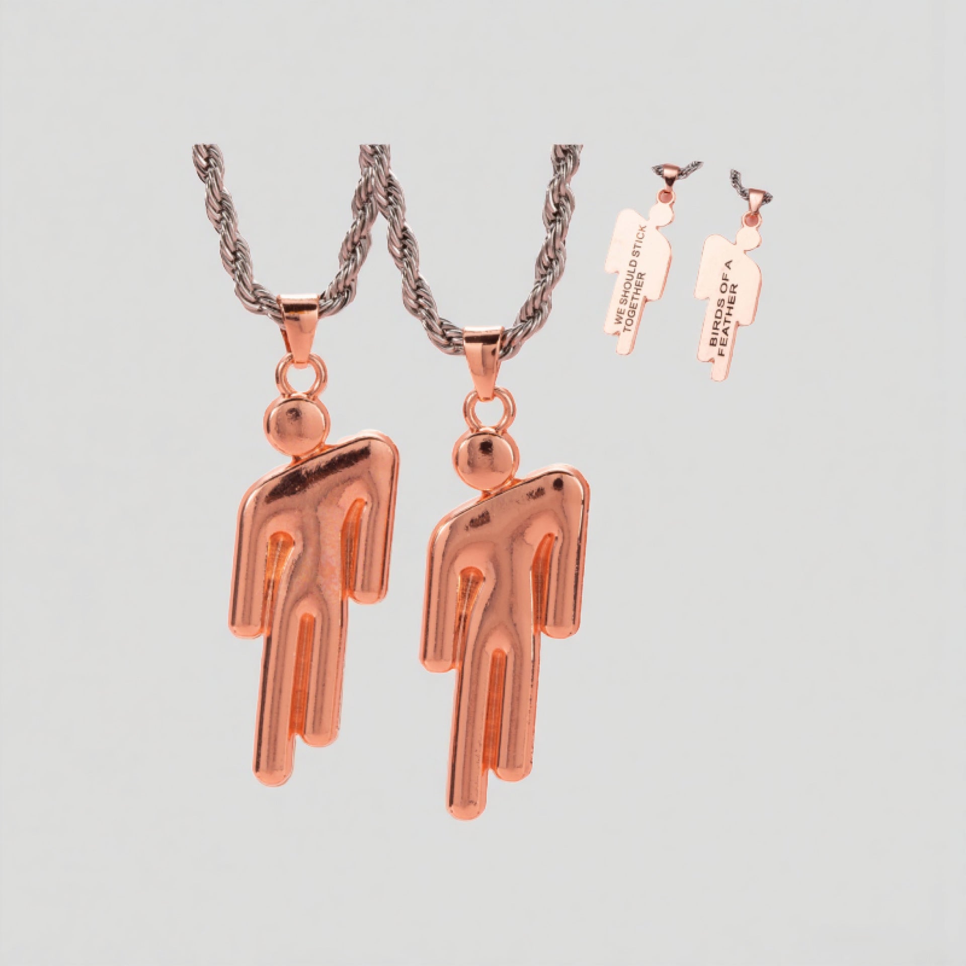 Double Tilted Head Personalized Lettering Pendant Necklace