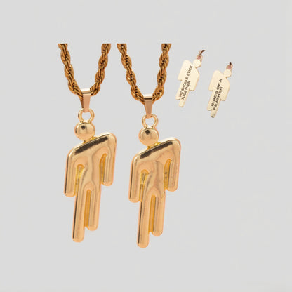 Double Tilted Head Personalized Lettering Pendant Necklace