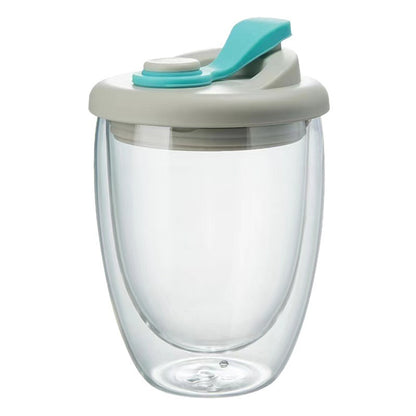 Double Wall Insulated Glass Coffee Cup with Lid