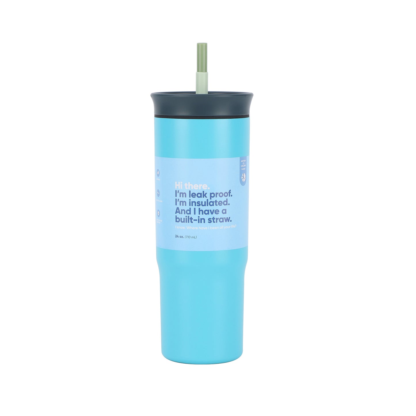 Double wall vacuum insulated stainless steel straw cup