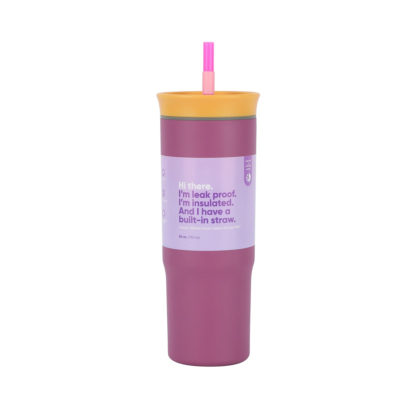 Double wall vacuum insulated stainless steel straw cup