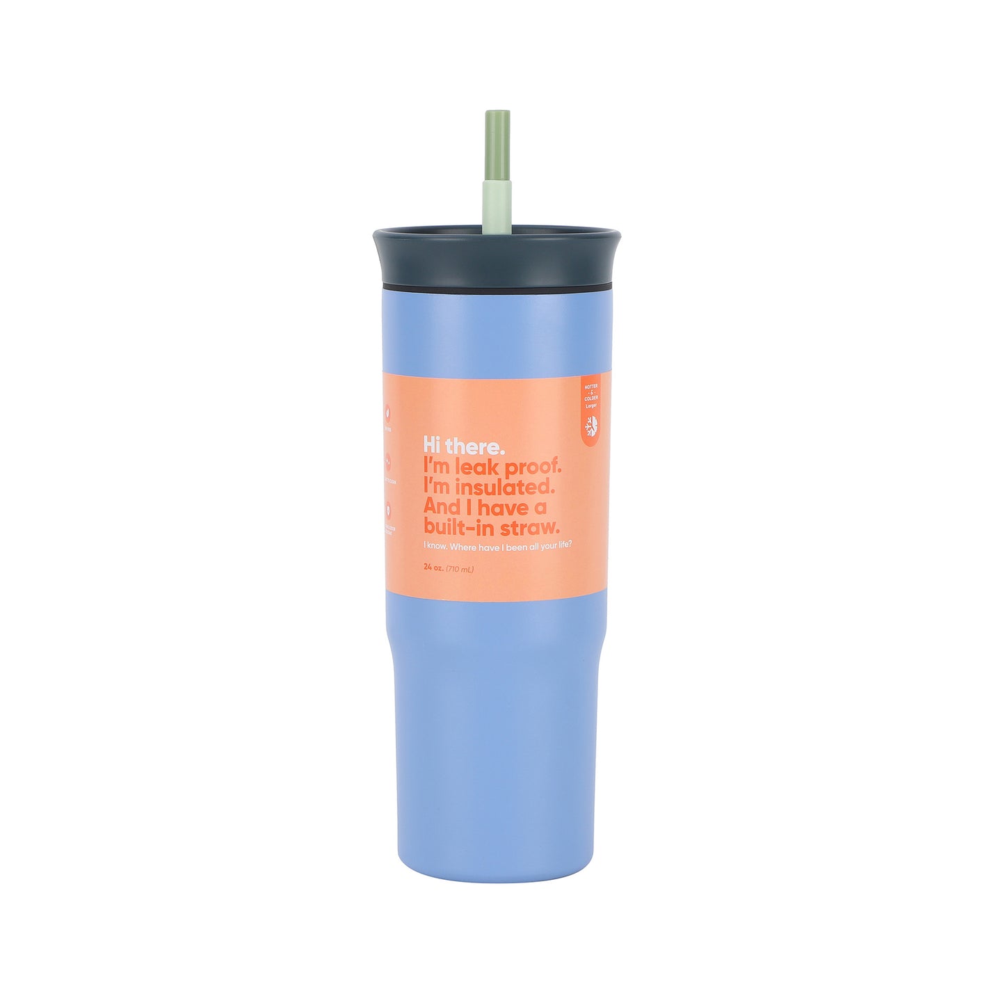 Double wall vacuum insulated stainless steel straw cup