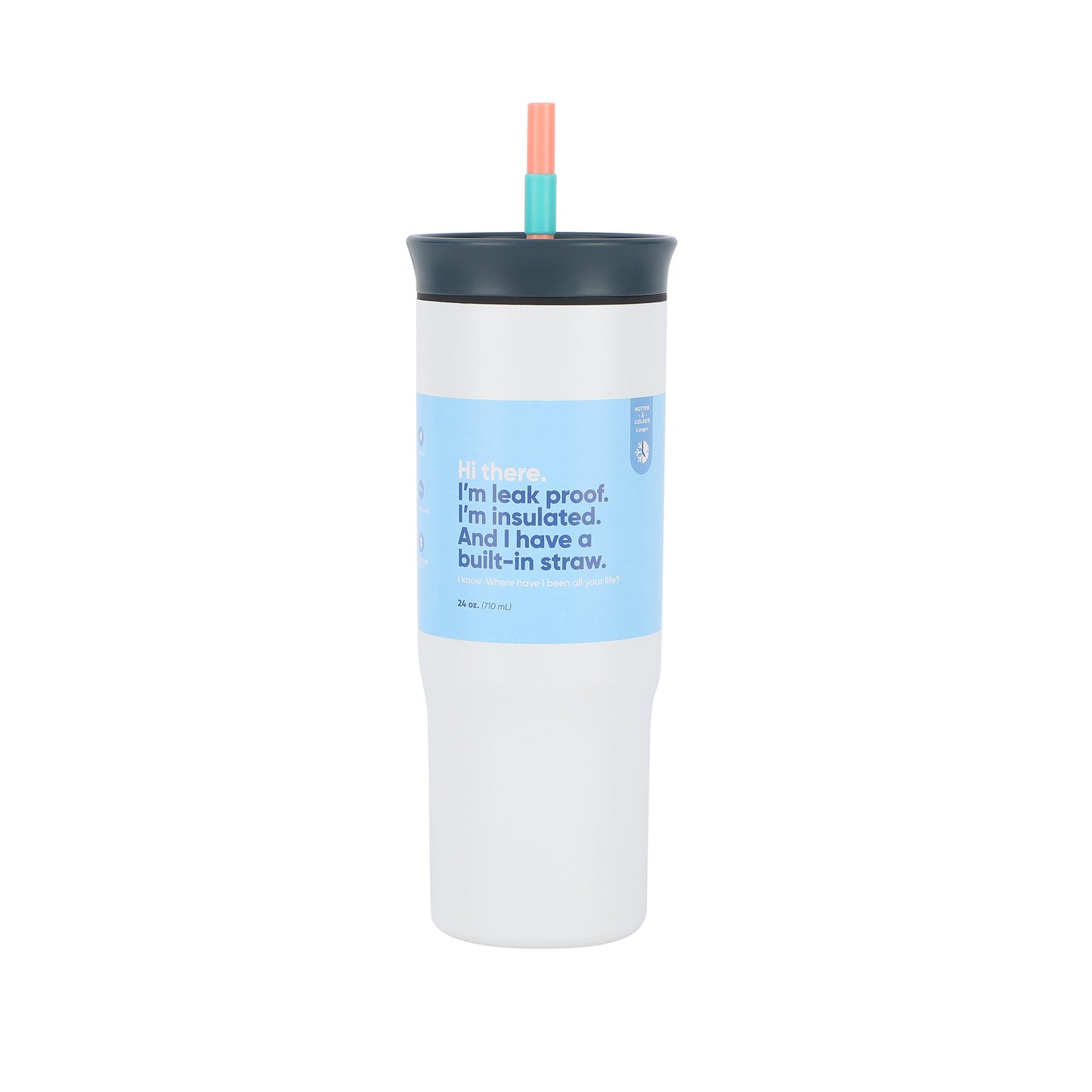 Double wall vacuum insulated stainless steel straw cup