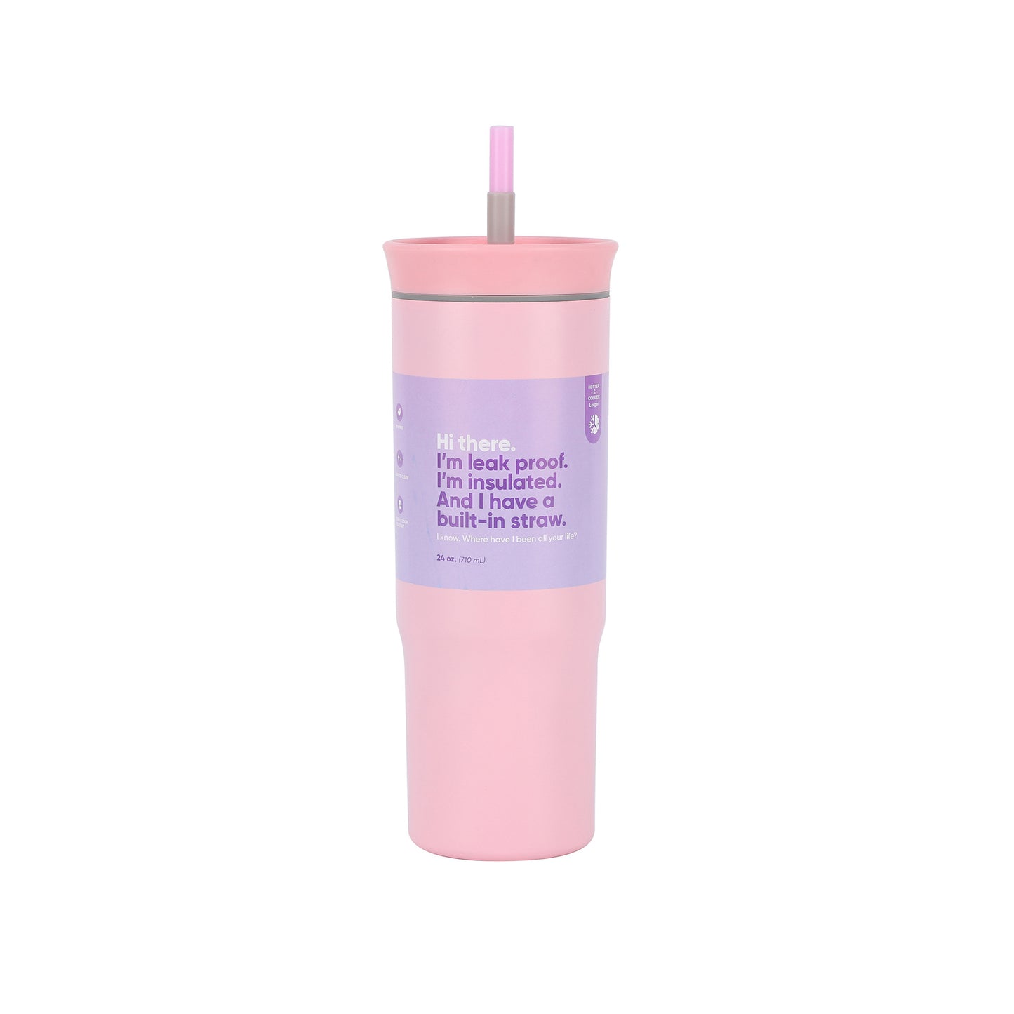 Double wall vacuum insulated stainless steel straw cup