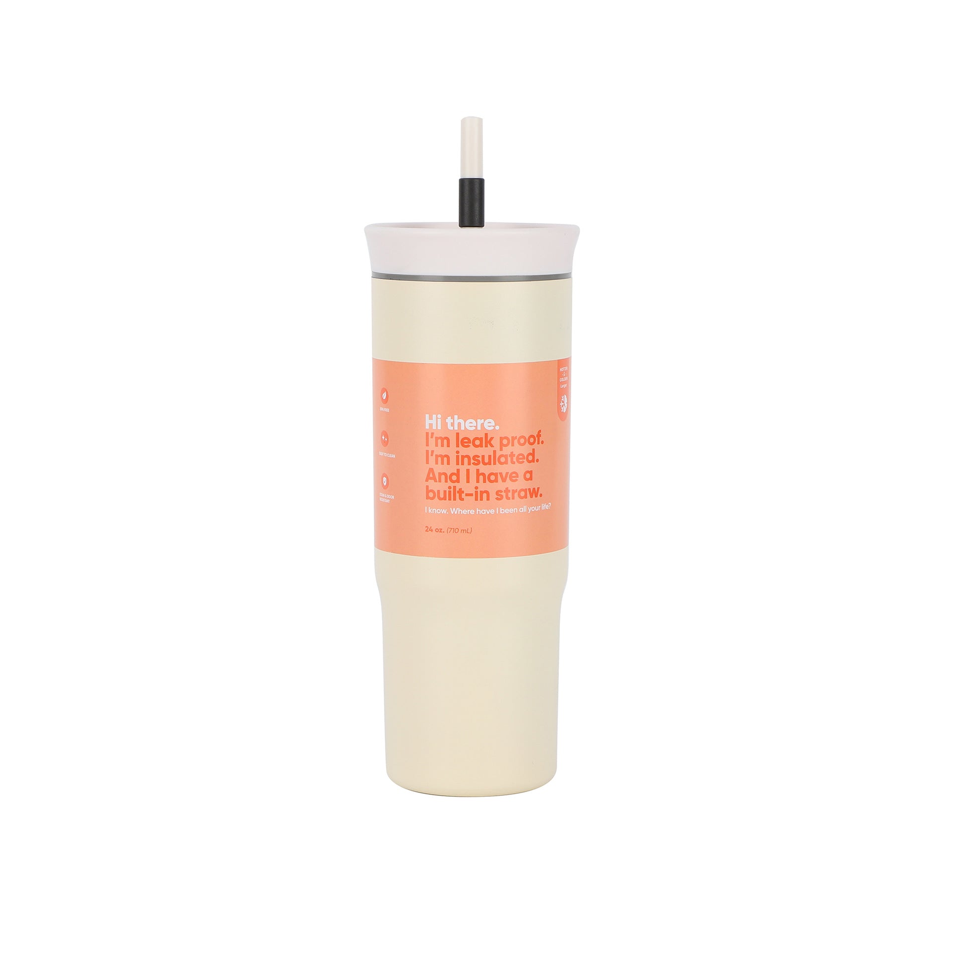 Double wall vacuum insulated stainless steel straw cup