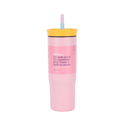 Double wall vacuum insulated stainless steel straw cup