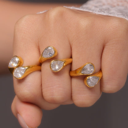 Double Waterdrop Titanium Steel Ring