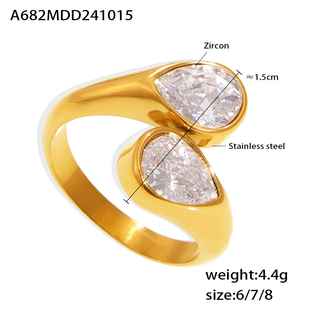 Double Waterdrop Titanium Steel Ring