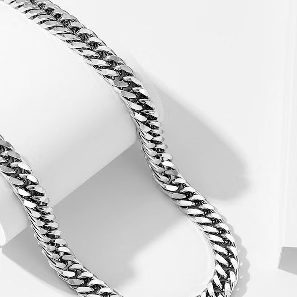 Double-woven necklace, sterling silver, for men
