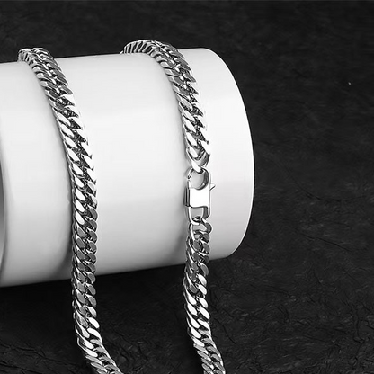 Double-woven necklace, sterling silver, for men