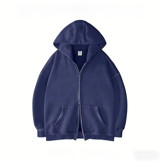 Double Zip Hooded Fleece Jacket