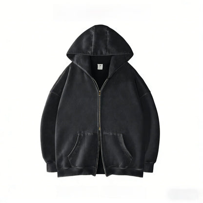 Double Zip Hooded Fleece Jacket
