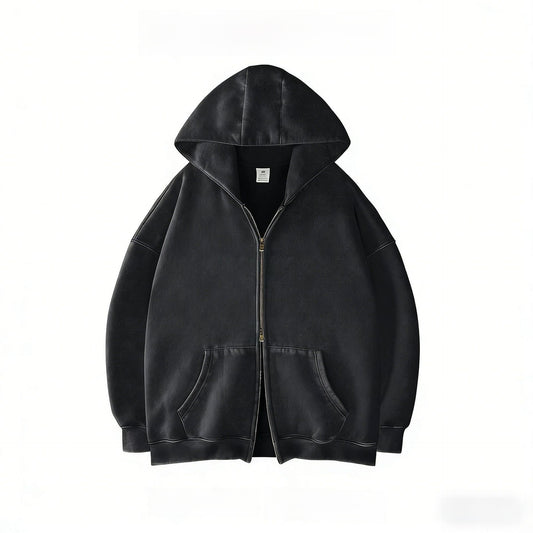 Double Zip Hooded Fleece Jacket